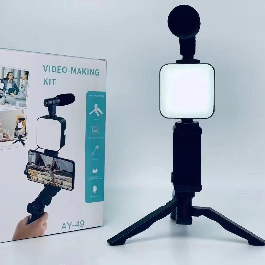 Professional Smartphone Video Kit with LED Lighting, Microphone, and Stabilizer Tripod