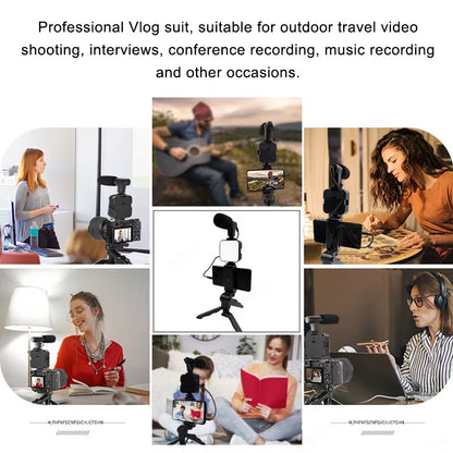 Professional Smartphone Video Kit with LED Lighting, Microphone, and Stabilizer Tripod