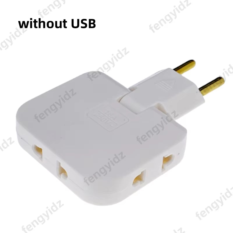 3-in-1 Foldable EU Power Socket Adapter for US to EU Travel with KR Plug Compatibility