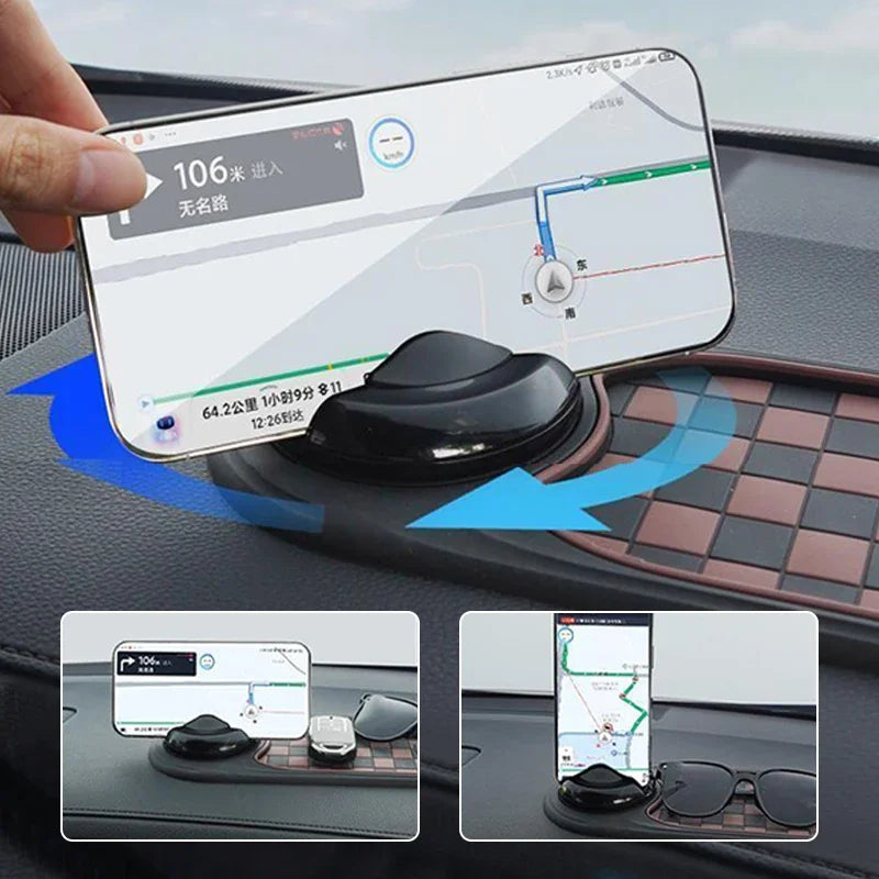 2-in-1 Dashboard Anti-Slip Mat with 360-Degree Rotating Phone Mount for Vehicles