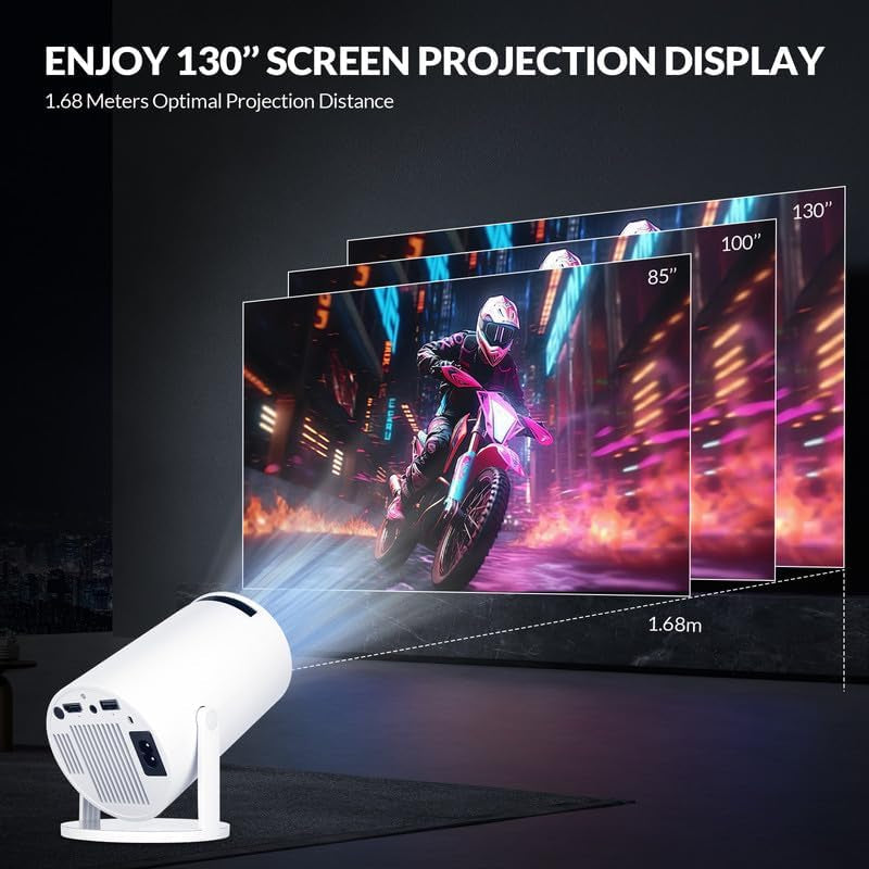 HY300 PRO+ LCD Smart Short Throw Projector for Home Theater - Android 11, 4K Decoding, 200 ANSI Lumens, Wi-Fi 6, Bluetooth 5.0, Low Noise (28dB), 50,000 Hours Lamp Life, 100-Inch Projection