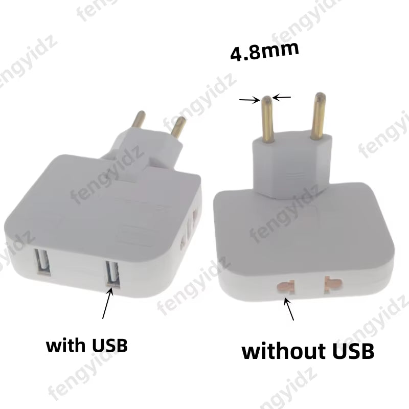 3-in-1 Foldable EU Power Socket Adapter for US to EU Travel with KR Plug Compatibility