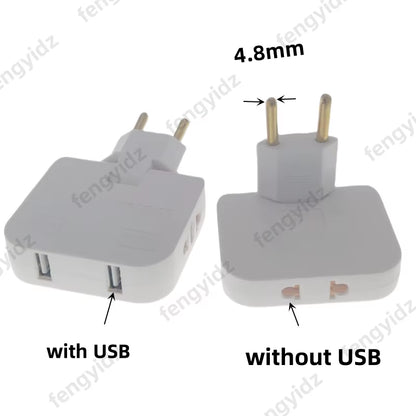 3-in-1 Foldable EU Power Socket Adapter for US to EU Travel with KR Plug Compatibility