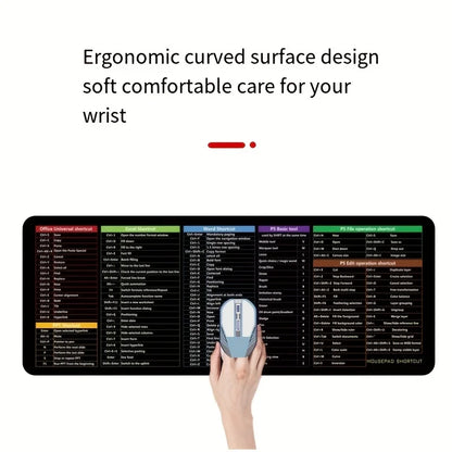 Professional Large Non-Slip Mouse Pad with Shortcut Key Functions, 30x80x2 cm (11.8x31.5x0.78 in)
