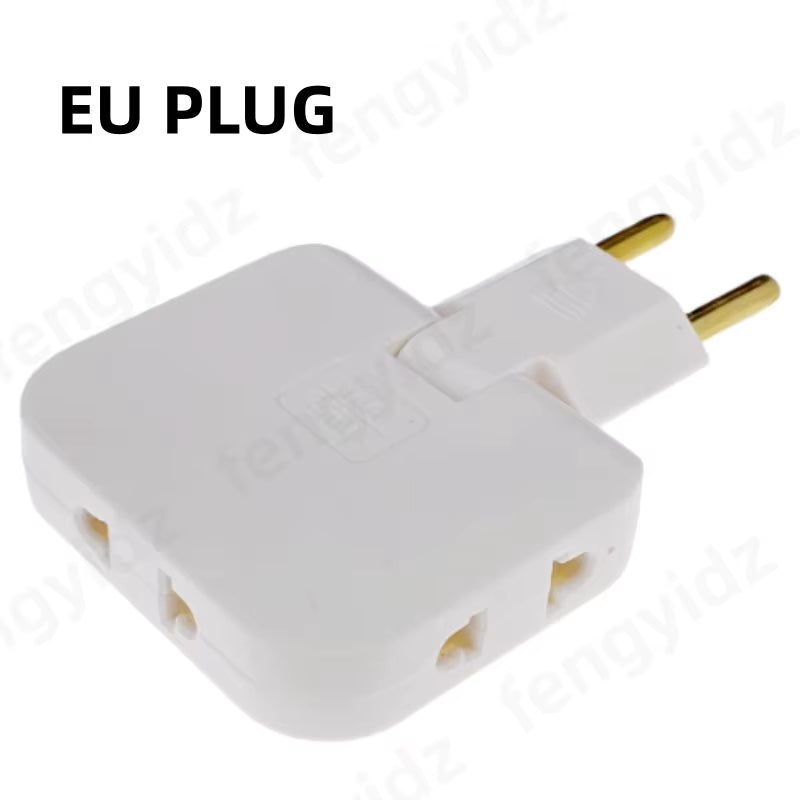 3-in-1 Foldable EU Power Socket Adapter for US to EU Travel with KR Plug Compatibility