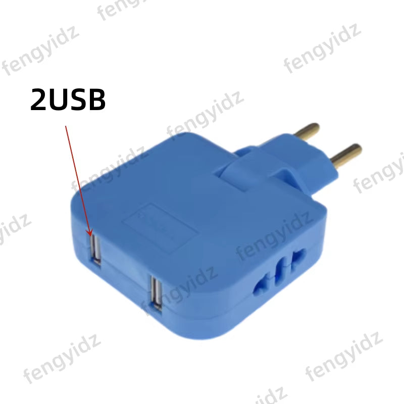 3-in-1 Foldable EU Power Socket Adapter for US to EU Travel with KR Plug Compatibility