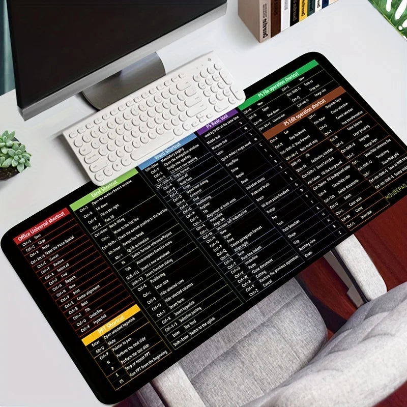 Professional Large Non-Slip Mouse Pad with Shortcut Key Functions, 30x80x2 cm (11.8x31.5x0.78 in)