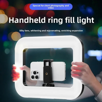 Portable Handheld Ring LED Light for Photography and Live Broadcasting with Rabbit Cage Decoration