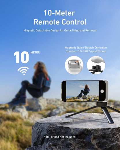 Magnetic Phone Camera Grip with C03 Magnetic Selfie Light Kit for Enhanced Photography and Video Conferencing on iPhone MagSafe and Android Devices