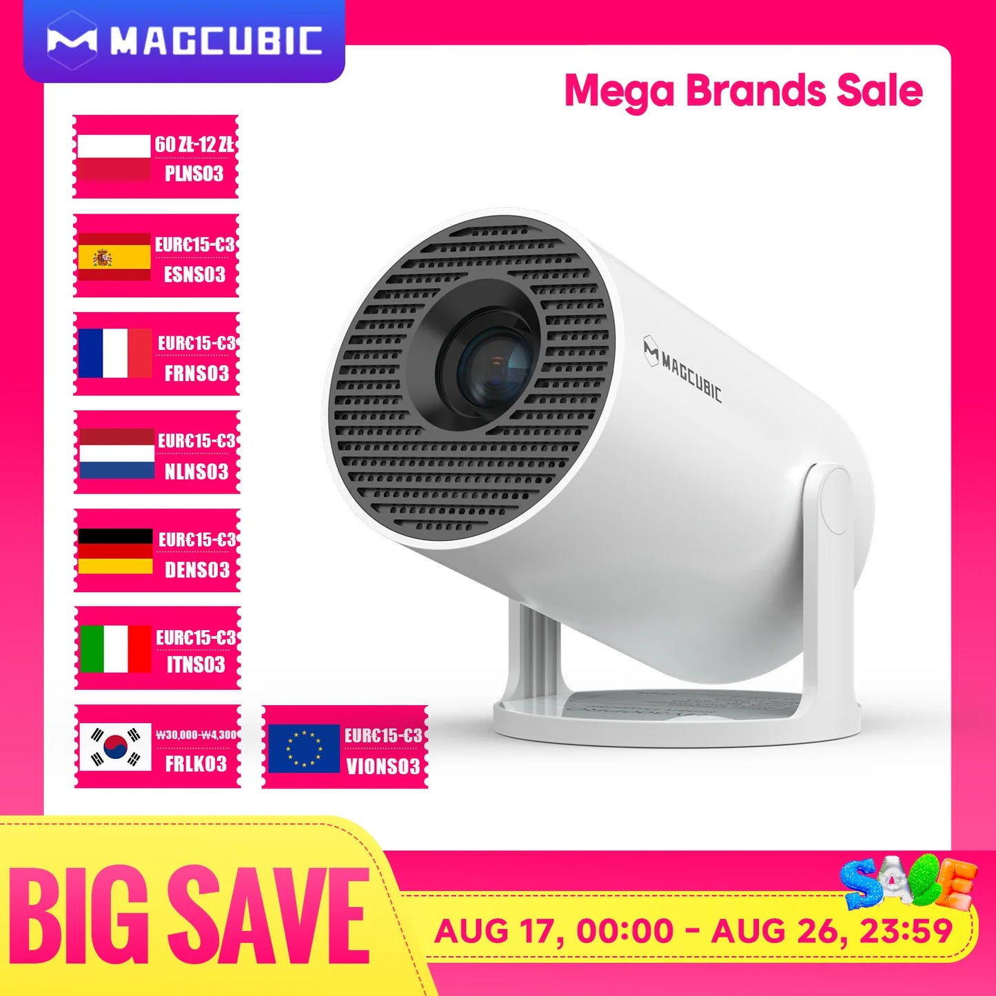 HY300 PRO 8K Android Projector with Dual WiFi 6, 290 ANSI Lumens, Allwinner H726, Bluetooth 5.4, 1080P, and 1280x720 Resolution for Home and Outdoor Cinema