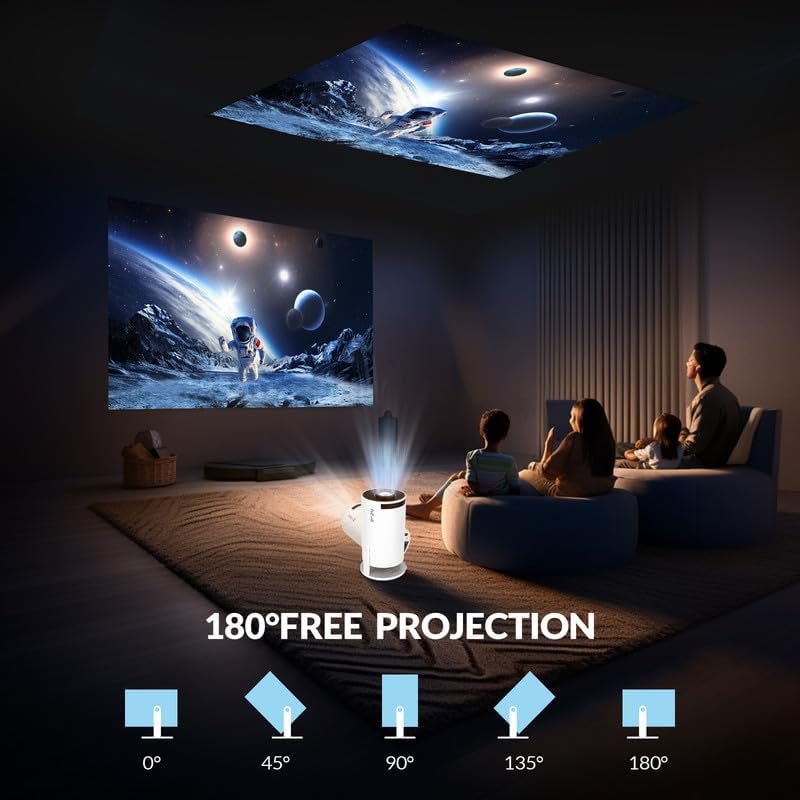 HY300 PRO+ LCD Smart Short Throw Projector for Home Theater - Android 11, 4K Decoding, 200 ANSI Lumens, Wi-Fi 6, Bluetooth 5.0, Low Noise (28dB), 50,000 Hours Lamp Life, 100-Inch Projection
