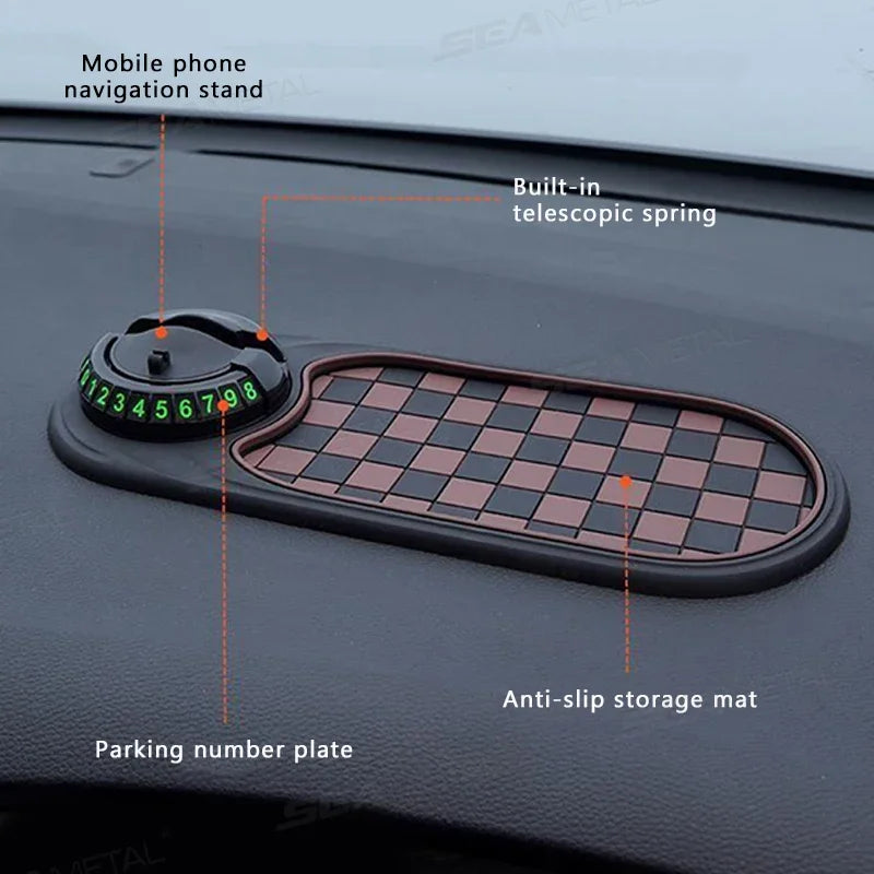 2-in-1 Dashboard Anti-Slip Mat with 360-Degree Rotating Phone Mount for Vehicles