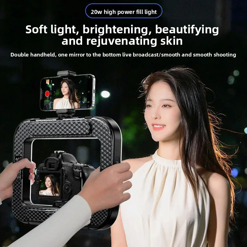 Portable Handheld Ring LED Light for Photography and Live Broadcasting with Rabbit Cage Decoration