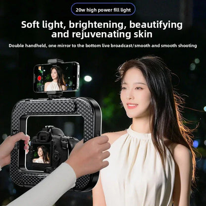 Portable Handheld Ring LED Light for Photography and Live Broadcasting with Rabbit Cage Decoration