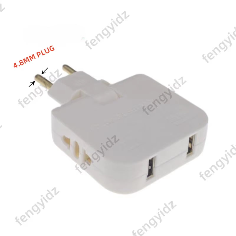 3-in-1 Foldable EU Power Socket Adapter for US to EU Travel with KR Plug Compatibility