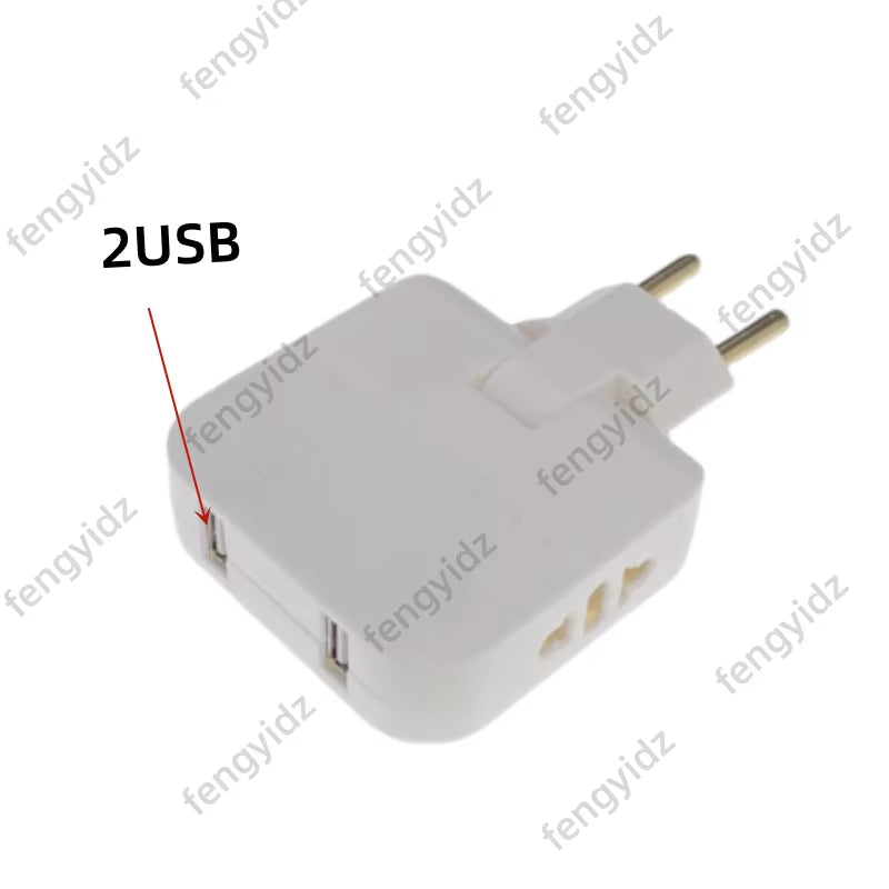 3-in-1 Foldable EU Power Socket Adapter for US to EU Travel with KR Plug Compatibility