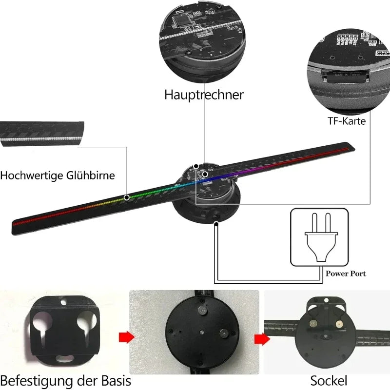42CM 3D Hologram Fan - HD Holographic Projector for Advertising Displays in Retail, Bars, Events, and Holiday Celebrations