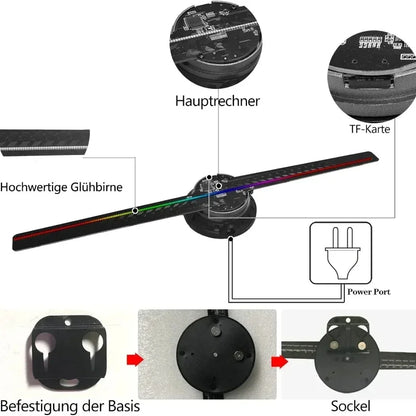 42CM 3D Hologram Fan - HD Holographic Projector for Advertising Displays in Retail, Bars, Events, and Holiday Celebrations