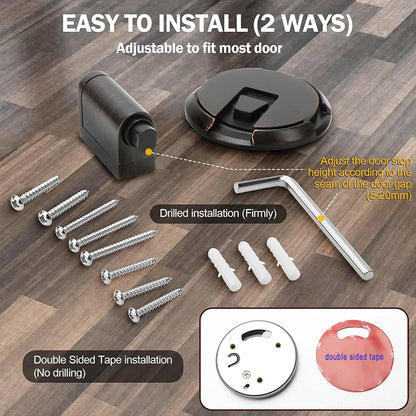 Heavy-Duty Windproof Indoor Door Stopper with Screws - No Drilling Required, Mechanical Design for Secure Door Positioning