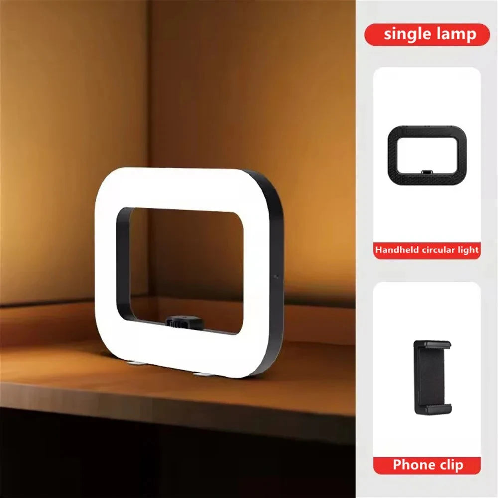 Portable Handheld Ring LED Light for Photography and Live Broadcasting with Rabbit Cage Decoration