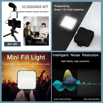 Professional Smartphone Video Kit with LED Lighting, Microphone, and Stabilizer Tripod