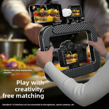 Portable Handheld Ring LED Light for Photography and Live Broadcasting with Rabbit Cage Decoration