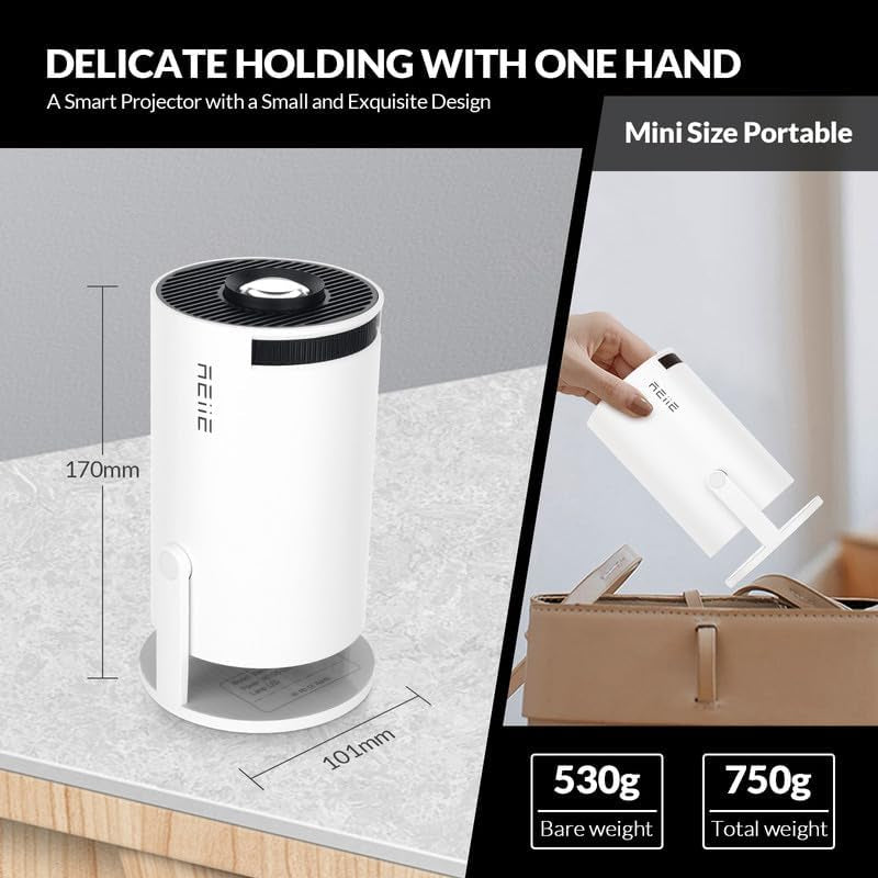 HY300 PRO+ LCD Smart Short Throw Projector for Home Theater - Android 11, 4K Decoding, 200 ANSI Lumens, Wi-Fi 6, Bluetooth 5.0, Low Noise (28dB), 50,000 Hours Lamp Life, 100-Inch Projection